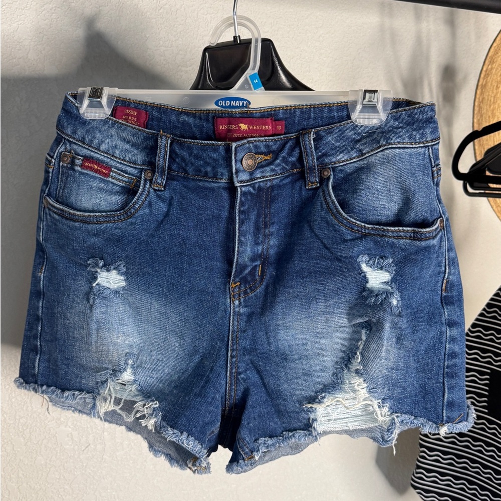 Australia brands ringers Women's Dark Blue Ripped Jean Shorts